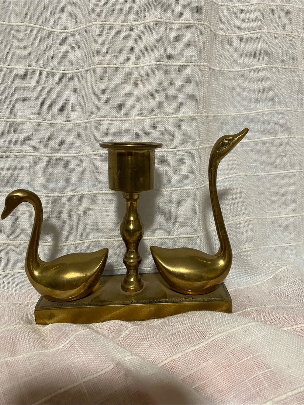 Brass Swan Candle Holder Centerpiece